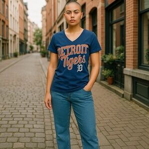 Detroit Tigers baseball V-neck Cap sleeve SHIRT TOP